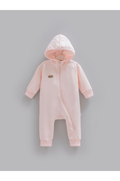 Caramell 3 Threaded Yarns Hooded Baby Girl Jumpsuit Winter Furry Hooded Jumpsuit
