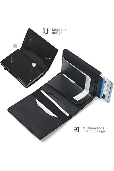 GENERAL Slim Wallet for Air Tag| Genuine Leather RFID Money Holder Automatic ...