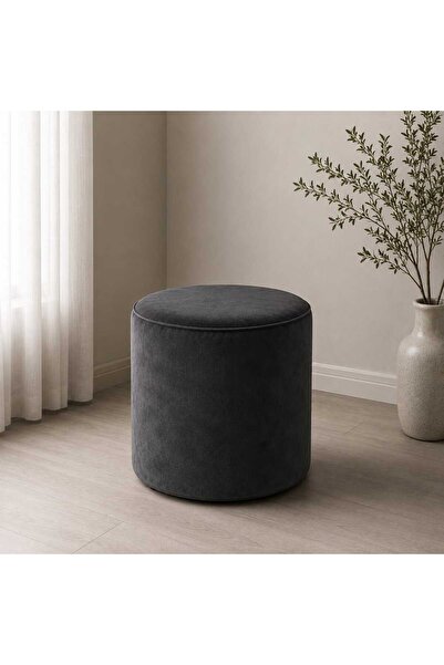 starella home Antrasit Baby Face Puf Kumaş Süngerli Silindir Puf-Bench Tabure