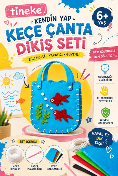 TİNEKE DIY Felt Bag Sewing Kit – Fish Model |   Children's Craft Hobby Set | ...