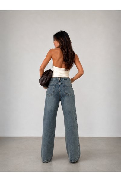 SHEVEGA Milano Yüksek Bel Tint Yıkama Baggy Jeans Salaş Kot Pantolon