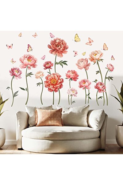 Amimagen Flower Wall Stickers for Girls Room: Peel and Stick Pink Wildflower ...