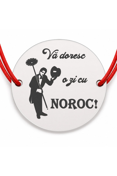 Simoshop Brățară argint 925 cu bănuț mesajul Vă doresc o zi cu noroc și horna...