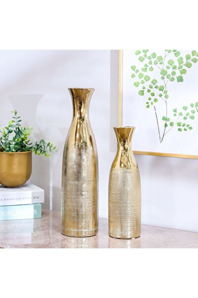 Liana Best Seller Set Of 2 Vase Gold 9X9X30,10.3X10.3X40.3Cm