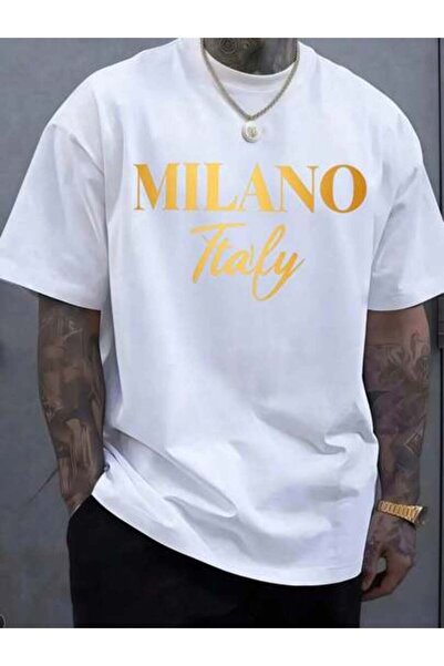 799 طباعة نمط حروف NEW SUMMER MILANO |   تي شيرت برقبة دائرية وأكمام قصيرة، ب...