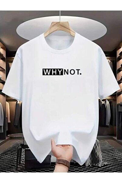 799 أزياء بسيطة وعصرية "WHY NOT." تي شيرت أبيض بأكمام قصيرة مطبوع عليه حروف، ...