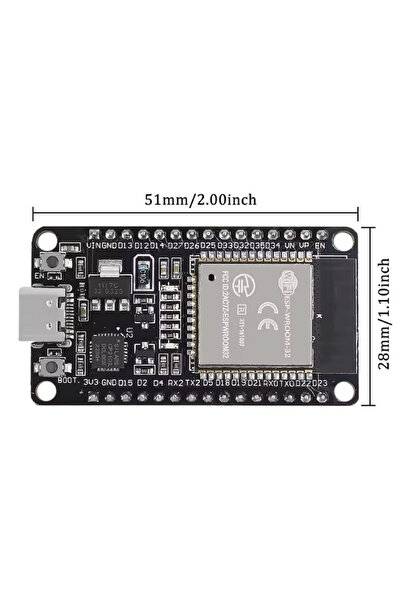 RoboPazar ESP32-WROOM Wifi ve Bluetooth Modülü - 30 Pin Type C