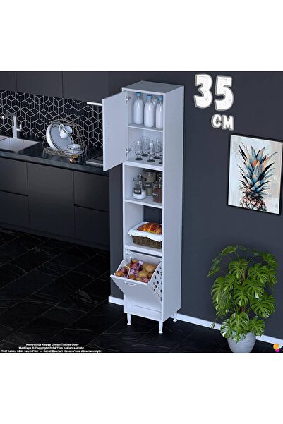 Eliusta Asel 35 cm Sepetli Çok Amaçlı Mutfak Kiler Dolabı Banyo Kirli Çamaşır...