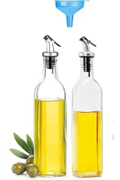 GENERAL Oil Bottle 500ml Glass Olive Oil Bottles Vinegar Dispenser Pack of 2 ...