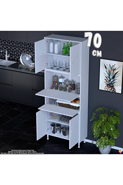 Eliusta Derin 70 cm 6 Kapaklı Çok Amaçlı Mutfak Kiler Dolabı Organizer Banyo ...