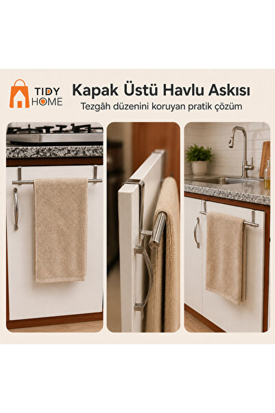Tidy Home رف مناشف معدني من الكروم - حامل مناشف قابل للتركيب فوق باب الخزانة ...
