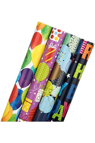 ALMEKAQUZ 4 Rolls Birthday Wrapping Paper, Happy Birthday Gift Wrap Papers, 1...