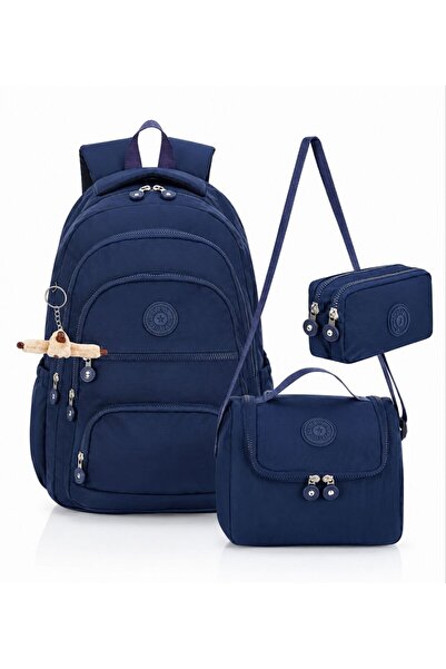Paul Brand Crinkle Fabric School Backpack Set of 3 with Thermal Lunch Bag and...