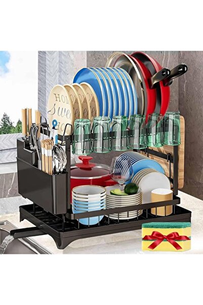 jaffiust Dish Drying Rack, 2 Tier Large Dish Drying Rack for Kitchen Counter ...