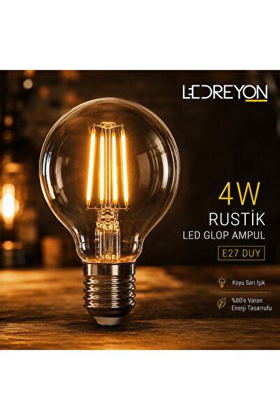 4 Watt Glop Dekoratif Rustik Led Ampul E-27 Duylu