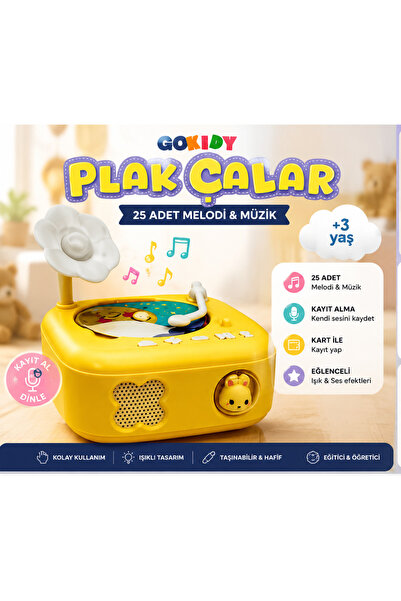 Gokidy Plak Çalar – 25 Melodili ve Ses Kayıt Özellikli Eğitici Çocuk Müzik Ku...