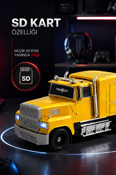 Teknoloji Gelsin Tır Tasarımlı Bluetooth Hoparlör 15W RGB Işıklı FM Radyo USB TF Kart Çoklu Bağlantı Vintage