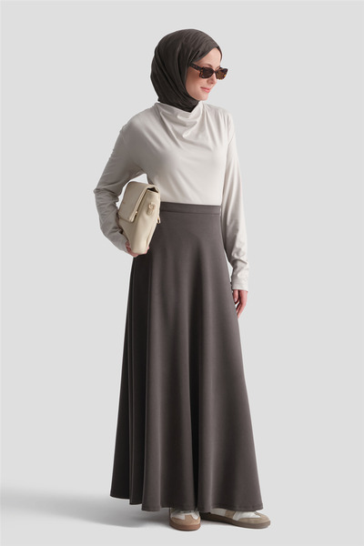 Armine Modal Flared Skirt Bitter Brown