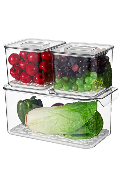 STARSTAR 3-Piece Transparent Stackable Refrigerator Fresh Produce Storage Box...