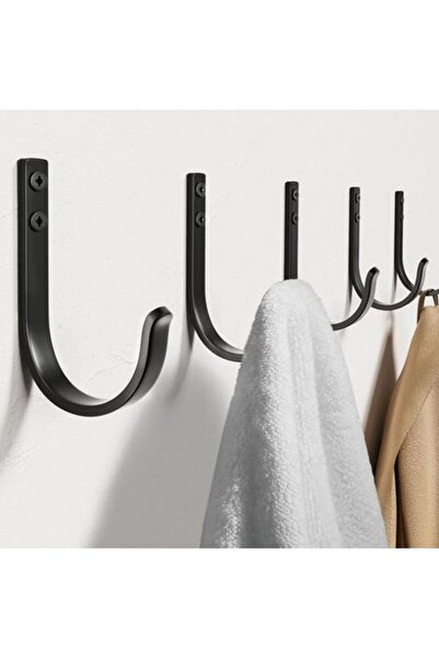 STARSTAR Simple metal hooks, 5-pack, black, with screws, can be installed beh...