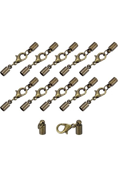 STARSTAR 10 sets of 4mm leather cord end caps with carabiners - Jewelry Making