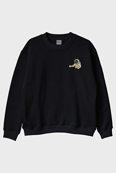 lofux سويت شيرت أسود من Space Brown برقبة دائرية