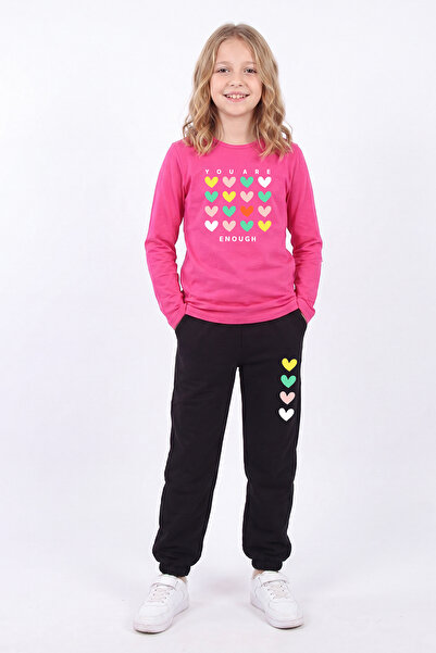 FYK KİDS Girls' Printed Long Sleeve Tracksuit Set