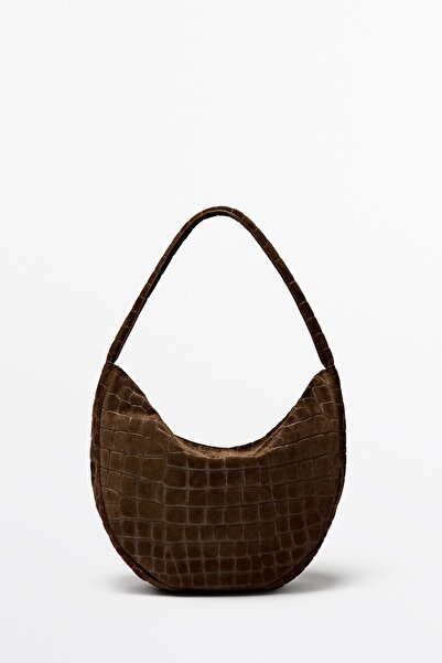 Massimo Dutti Süet deri mini slouch çanta