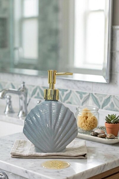 ALBETTO Stoneware Liquid Soap Dispenser Oyster Gray 40266