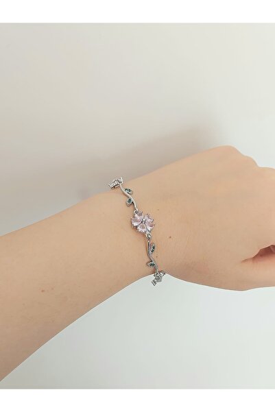 bijoux uniques Zircon Stone Waterway Leaf Flower Ivy Steel Bracelet