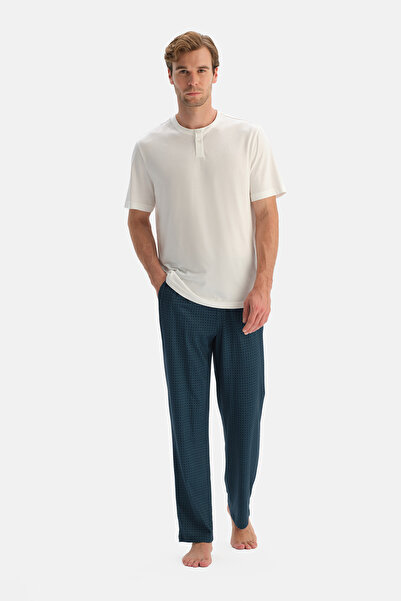 Dagi Navy Blue Double Cotton Modal Trousers