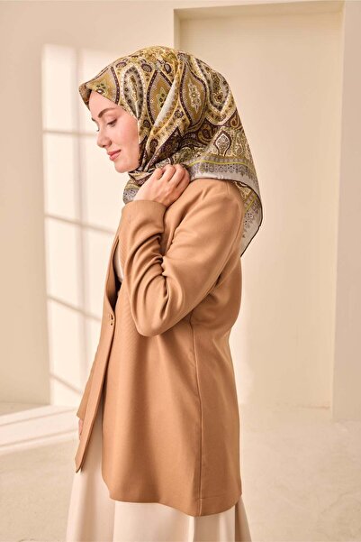 Silk Home Tivil İpek Eşarp IST 11476 - 49 Yeşil Etnik Desen
