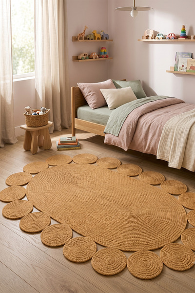 tropikal home Jüt Hasır Oval Kilim Dekoratif Örgü Model Halı Salon Oturma Oda...