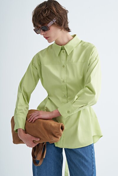 EBU Prive Women's Premium Poplin Shirt with Mobile Waist Belt Light Green