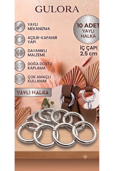 gulora Spring Metal Ring Silver (10 Pcs-2,5Cm)