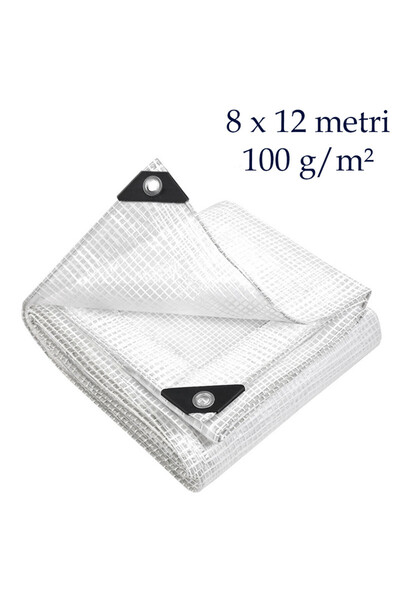 OEM Prelată armată 8x12 m, impermeabilă, cu inele de fixare, 100 g/m²