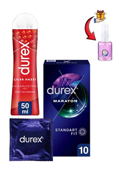 Durex Çilek Kayaganlaştırıcı Jel 50 ml-10'lu Maraton Geciktiricili Prezervati...