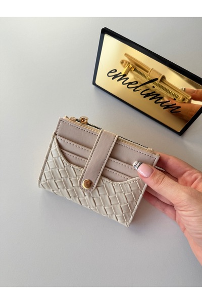 emelimin Women's Knitted Patterned Mini Wallet Zipper Snap Card Holder Slim D...