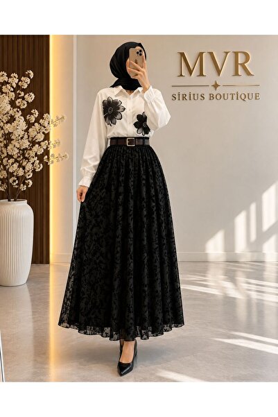 MVR Sirius Boutique Vintage Çiçek Etek Siyah