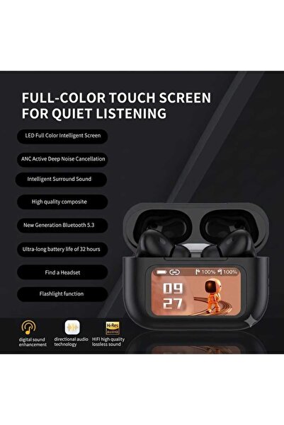 Avenıx Dokunmatik LED Ekranlı Siyah-Beyaz Kablosuz Bluetooth Kulaklık (ANC Gü...