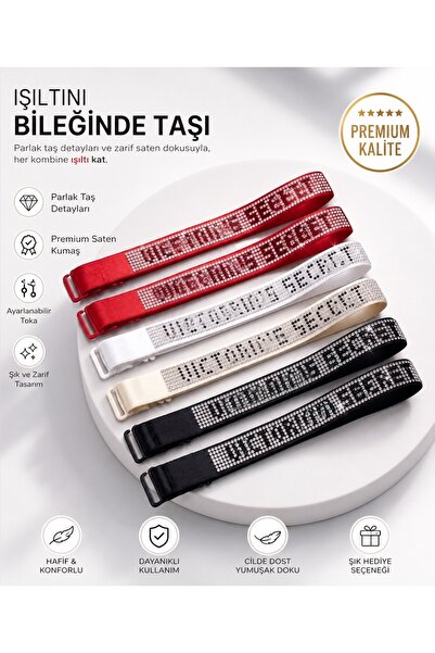 SATTENS 3lü taşlı sütyen askısı ( siyah beyaz kırmızı) şık taş detaylı