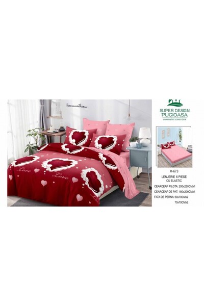 Pucioasa Set de lenjerie de pat gros Finet, 6 piese, cu cearșaf cu elastic BBA37