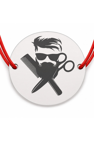 Simoshop Brățară argint 925 cu bănuț barber, șnur reglabil — cadou frizer