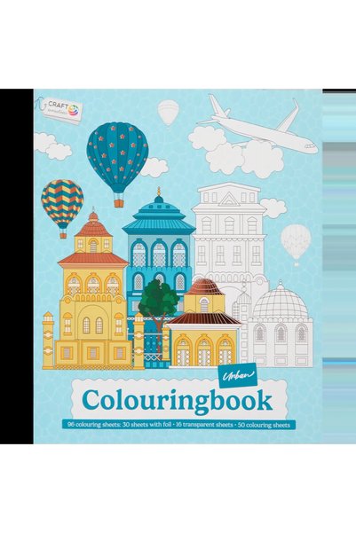 Decotime Set Carte de Colorat Antistres Urban + 12 Carioci, 96 pagini