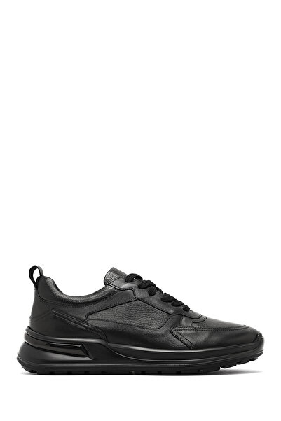 Derimod Men's Black Lace-Up Thick Soled Leather Sneaker Wm710007Dk