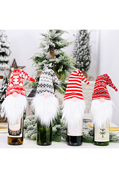 GGEROU Christmas Gnome Wine Bottle Cover Knitted Faceless Santa Bottle Topper...