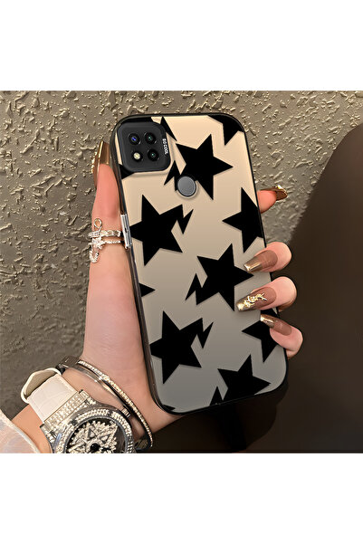 PATTERNOVA Redmi 9C/10A Uyumlu Moda siyah yıldız kılıf, silikon yapı, uzun öm...