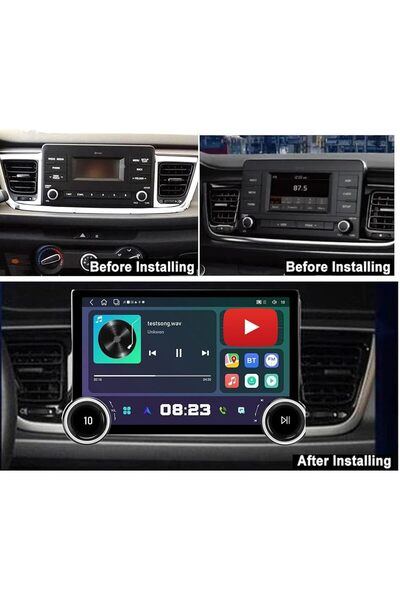 Carplayer شاشة أندرويد لسيارة كيا ريو موديل 2017-2023 مع مقبضين، تدعم كار بلا...