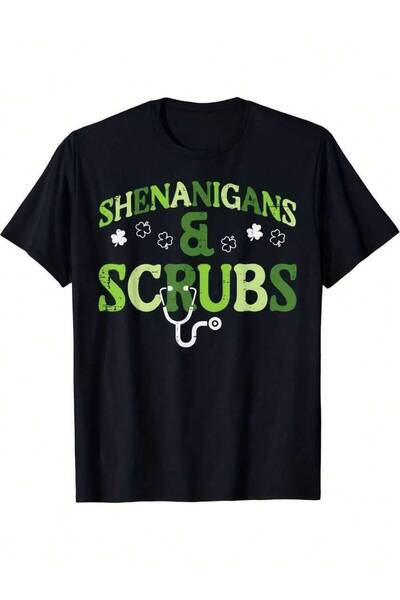 k222 St Patrick'S Day Shenanigans & Scrubs Nurse | 100% Crew Neck Tee, Casual...