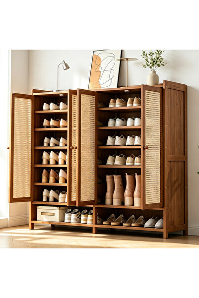 Vitakit Bamboo Imitation Rattan Door Shoe Cabinet, 7 Tiers Adjustable Shelves...